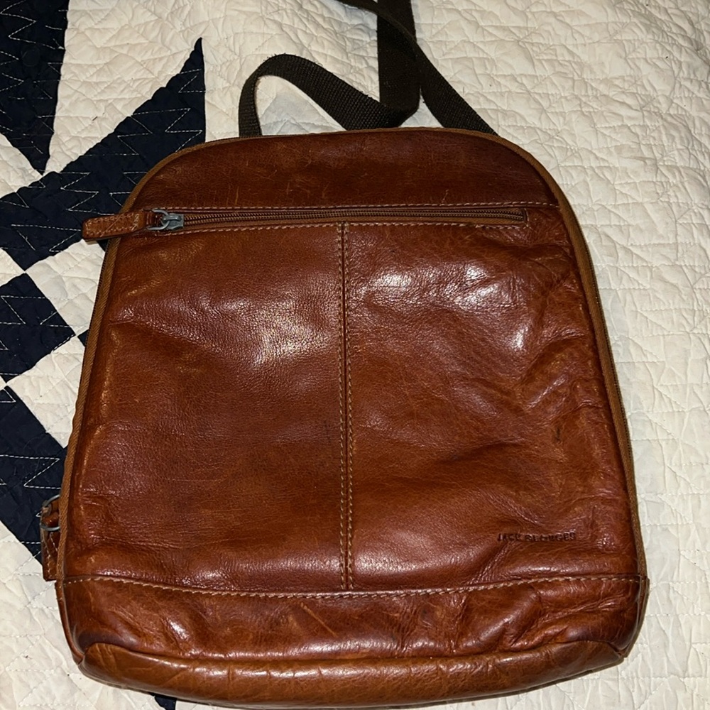 Jack Georges Voyager Convertible Brown Leather Backpack Bag